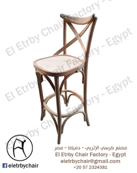 Cross back S high stool manufactured by El Etrby Chair Factory